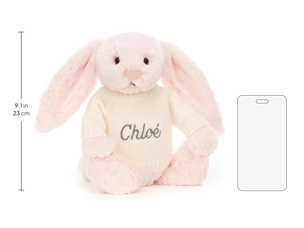 Bashful Pink Bunny with Personalized Cream Jumper - Image 5