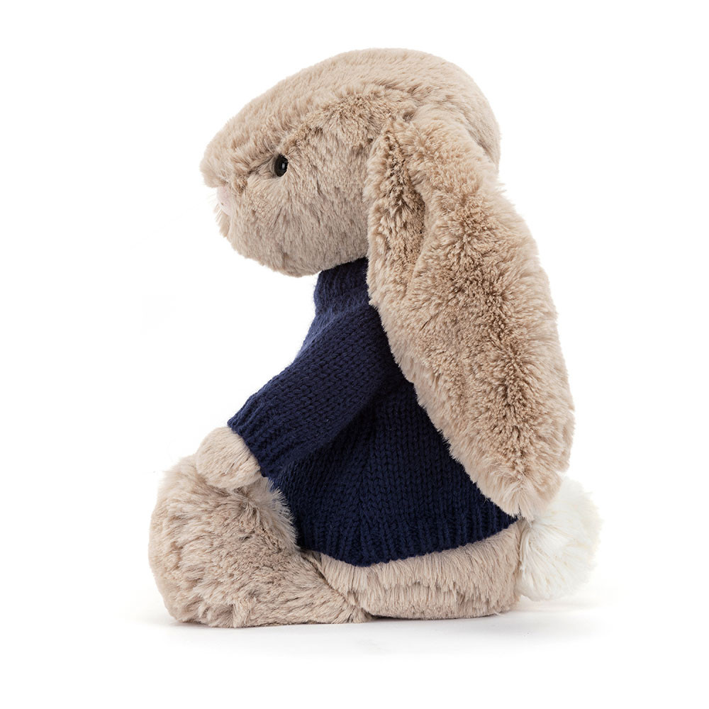 Bashful Beige Bunny with Personalized Navy Jumper - Image 3