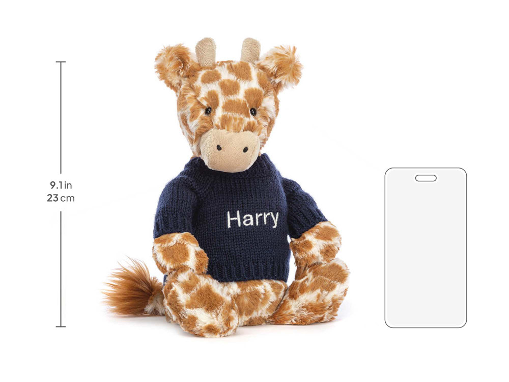 Bashful Giraffe with Personalized Navy Jumper - Image 5