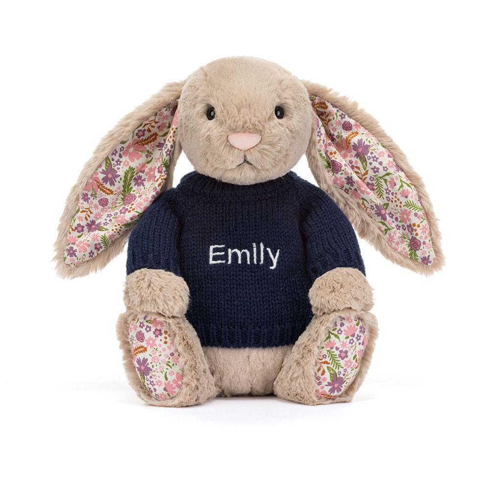 Blossom Beige Bunny 'Petal' with Personalized Navy Jumper - Image 5
